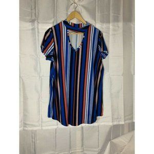 BOBBIE BROOKS COLORFUL STRIPED TUNIC TOP SIZE XL